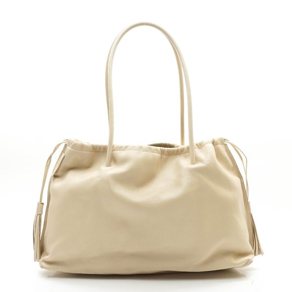 Auth Gucci Shoulder Bag Leather Cream #13268G67